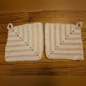 Pink and White Crochet Squares